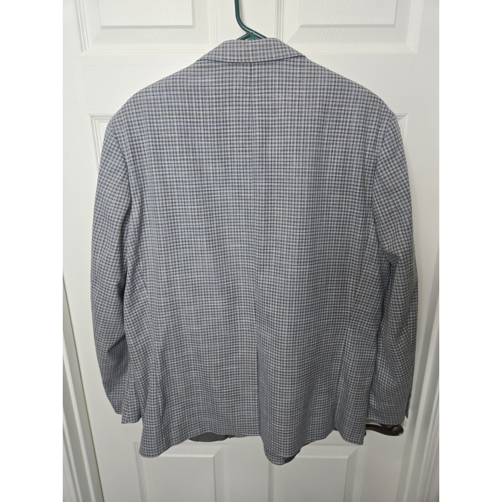 Lauren Ralph Lauren Blazer Jacket Mens 46R Blue Gray Plaid Single Breasted 46 R - Picture 8 of 12